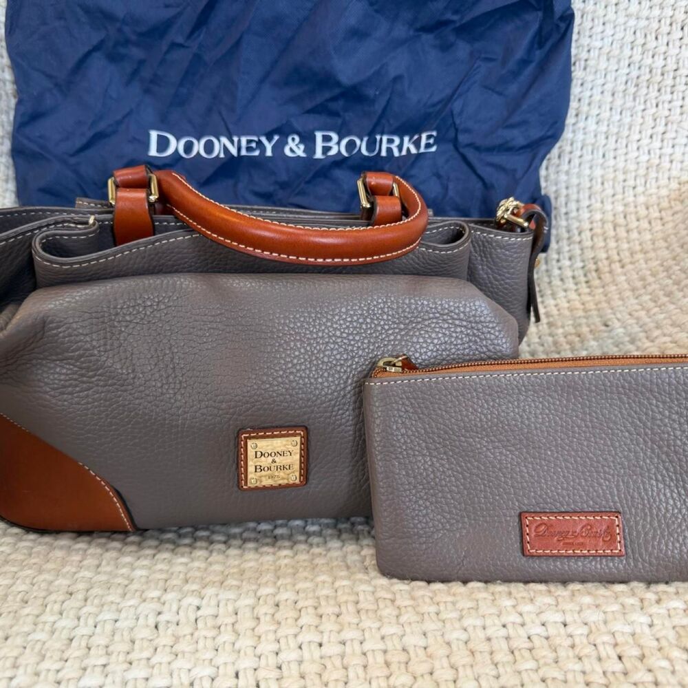 Dooney & Bourke - Brenna - Gray & Tan Pebbled Leather Shoulder Bag